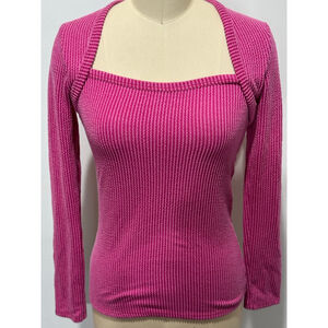 Women's Like Love raspberry Pink Ribbed Long Sleeve ribbed Tee S